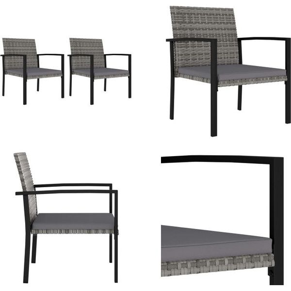 Vidaxl Sedie Da Pranzo Da Giardino 2 Pz. Poly Rattan Grigio - Sedia Da Pranzo - Sedie Da Pranzo - Sedia Da Giardino - Sedie Da Giardino-image