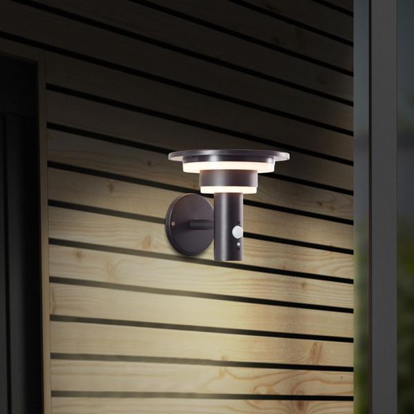 Brillante Applique Solare Nera Per Esterni Garvina | Incl. Rilevatore Di Movimento | 3W 430 Lm 3000 K | Acciaio Inox-image