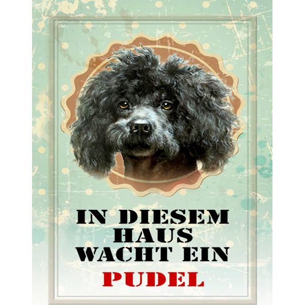 Vianmo Insegna In Legno 40X30 Cm Hund In Diesem Haus Wacht Ein Pudel-image