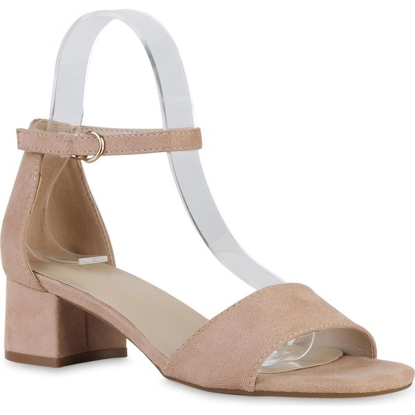 Van Hill Sandali Classici Donna Scarpe Eleganti 841131, Colore: Nude Velours, Taglia: 38-image
