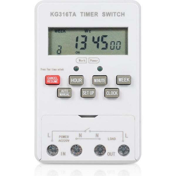 Interruttore, Interruttore Automatico Del Timer Digitale, Interruttore Di Controllo Del Tempo Del Microcomputer, Interruttore Programmabile Del Timer, Interruttore Delle Lampade Stradali Con Il Timer, Timer Della Lampada, Interruttore Di Tempo Della Guida Di Din-image