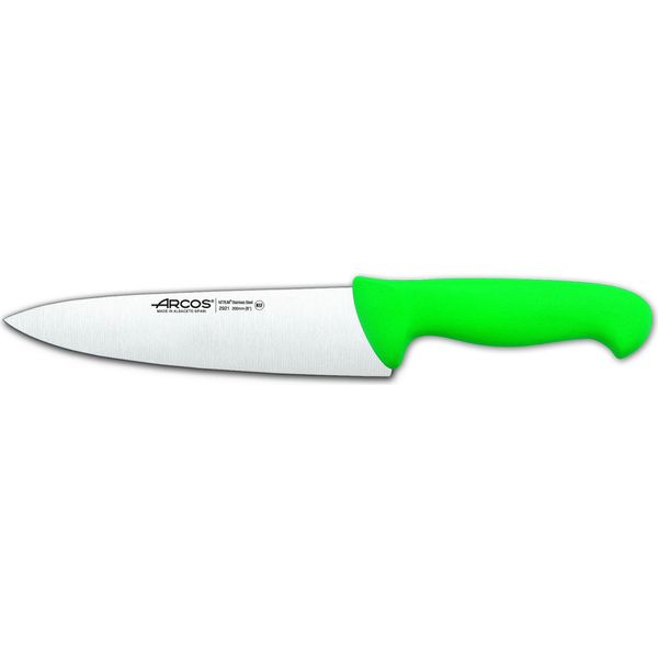 Coltello Da Chef Arcos Colore - Prof 292121 Acciaio Inox Nitrum E Mango Lama Ergonomica In Polipropilene Verde E Lama Da 20 Cm, Vetrinetta-image