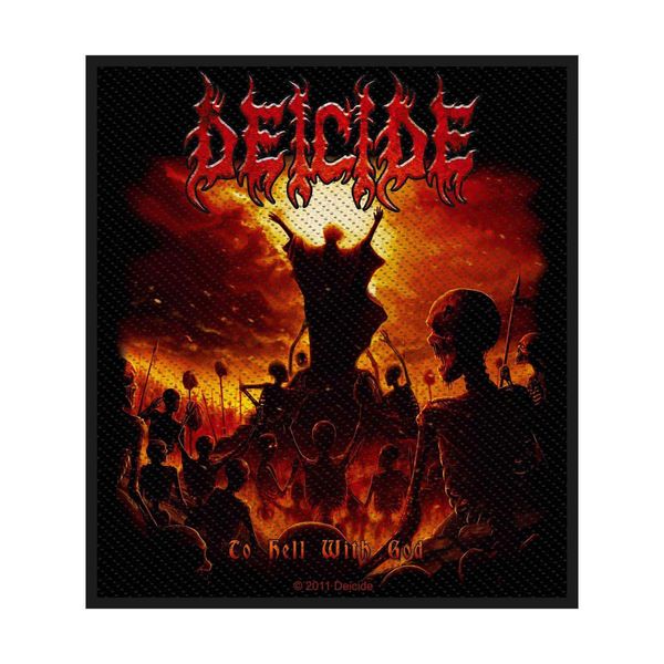 Deicide - Taglia Standard - Toppa "To Hell With God"" - Poliestere RO8009 (Taglia Unica) (Nero/Arancione)"-image