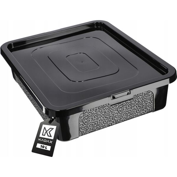 Contenitore In Plastica Kadax Da 10 L Con Coperchio, Nero Con Chiusura A Chiave-image