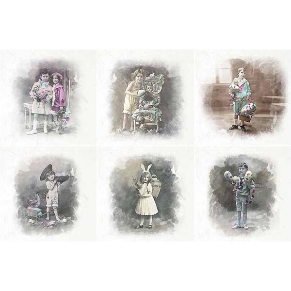 Itd Carta Di Riso Decoupage Set Carta Artigianale, Bambini Retro RSM079-image