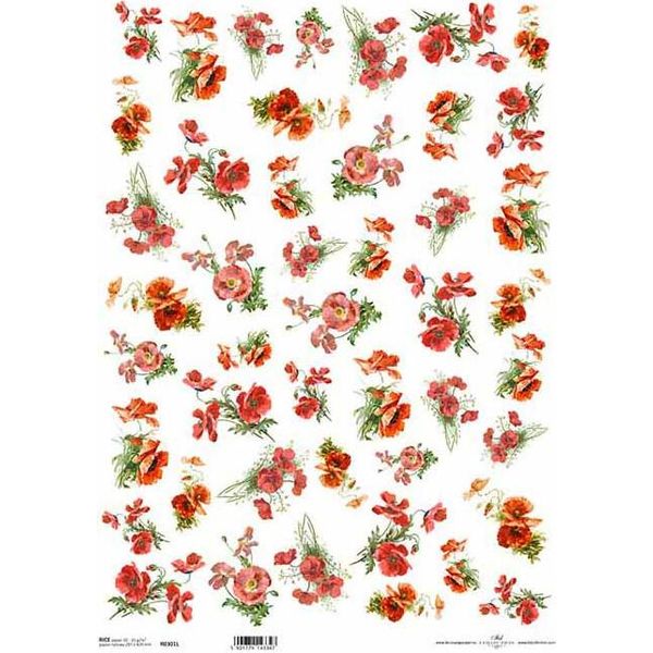 Itd Carta Di Riso Per Decoupage A3 Papaveri 0301L-image