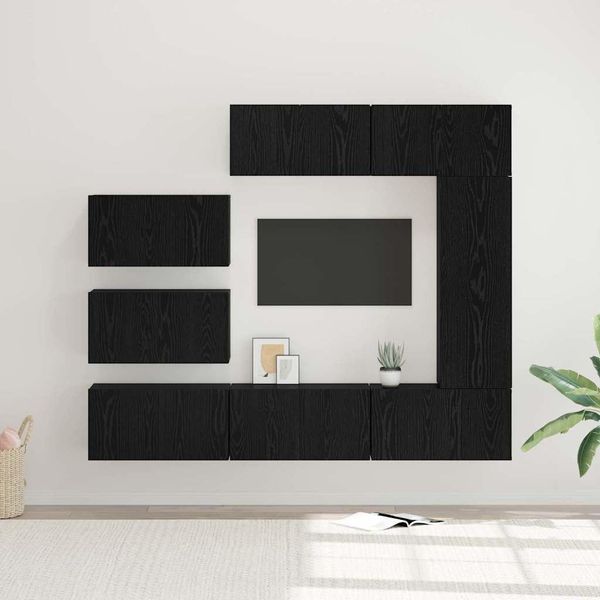 Maison Exclusive - Set Di Mobili Tv 8 Pezzi In Legno Sintetico Effetto Rovere Nero-image