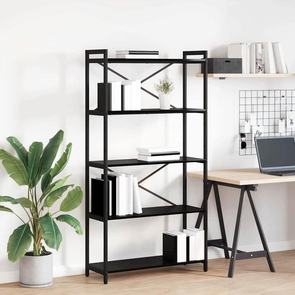 Maison Exclusive - Libreria Effetto Rovere Nero 80 X 30 X 155 Cm Materiale Ligneo-image