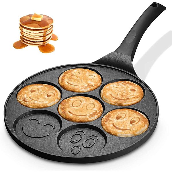 Padella Per Frittelle - Padella Per Frittelle - Padella Per Omelette - Padella Per Uova - Rivestimento Antiaderente - 7 Scomparti-image