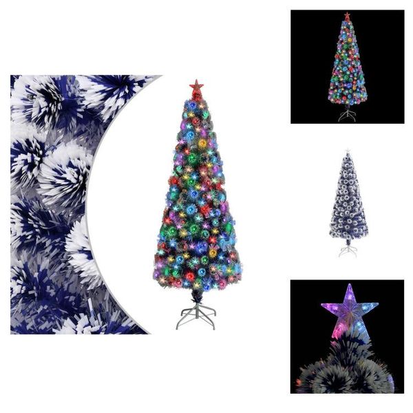 Vidaxl Albero Di Natale Artificiale Con Illuminazione 210 Cm In Fibra Di Vetro - Alberi Di Natale-image