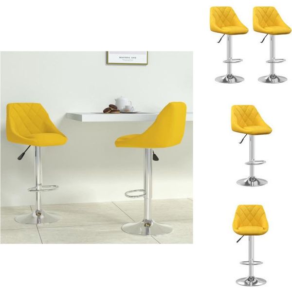 Vidaxl Sgabello Da Bar 2 Pezzi In Velluto Giallo Senape - Sgabello Da Bar-image