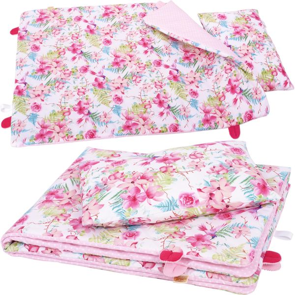 Bobo Biancheria Da Letto A 2 Fili 135X100 Cm Con Imbottitura Per La Casa E La Cameretta In Cotone - Fiori Rosa-image