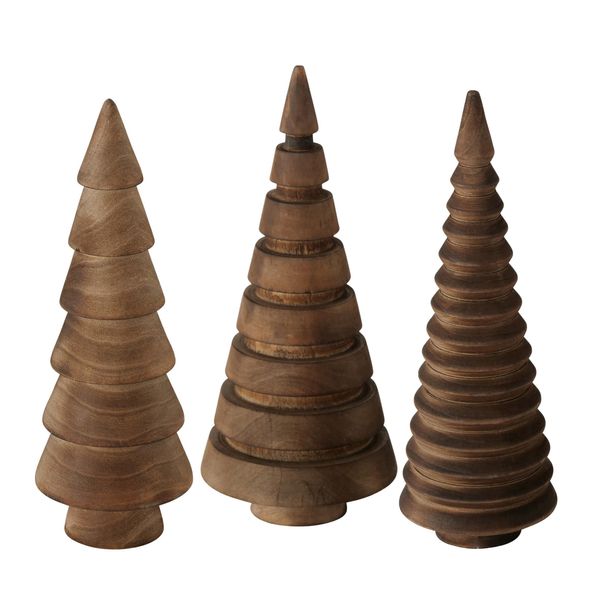 Set Di 3 Alberi Di Natale Decorativi In Legno Da 15 Cm Da Montare - Marrone - Statuetta Dell'albero Di Natale In Pino Per La Decorazione Invernale - Decorazione Dell'albero Di Natale Decorazione Della Tavola Decorazione Della Finestra Decorazione Invernale Decorazione Di Natale-image