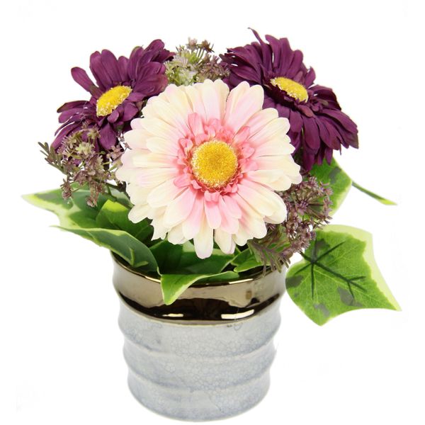 Kunstblume I.Ge.A. "Arrangement Aus Gerbera Im Topf Aus Keramik", Rot (Burgund), B:22Cm H:26Cm L:22Cm, Polyester, Kunstpflanzen, Tischgestecke Blumendekoration Seidenblumen KüNstliche Blumen-image