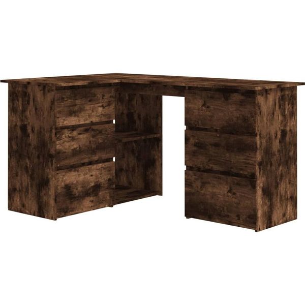 Scrivania Ad Angolo In Rovere Affumicato 145X100X76 Cm Materiale A Base Di Legno-image