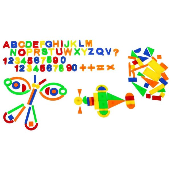 Set Di Magneti Colorati Per Bambini Dai 3 Anni In Su, Gioco Educativo + Numeri, Lettere, Numeri, Linee, 128 Pezzi.-image