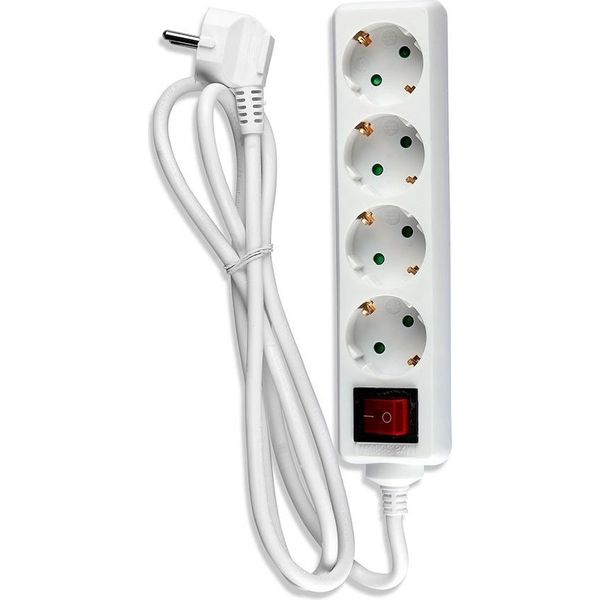 Adattatori E Prese V-TAC - 4 Vie - Presa Di Prolunga Per Interruttore - IP20 - Bianco - Cavo Da 1,5 M-image