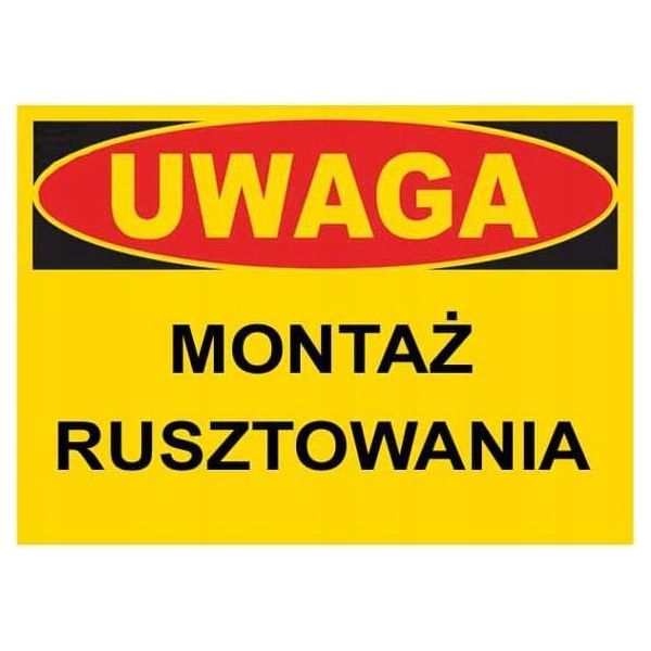 Attenzione Montaggio Ponteggi - Cartello Di Avvertimento Di Sicurezza Per L'edilizia 350X250-image