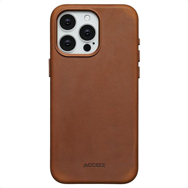 Cover Per Iphone 15 Pro Max - Vera Pelle - Custodia Rigida/Copertura Posteriore Accezz - Cognac-image