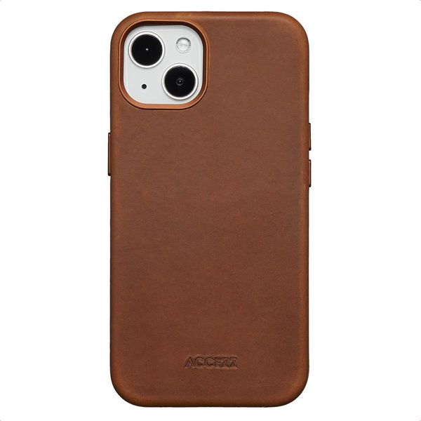 Cover Per Iphone 13 - Vera Pelle - Custodia Rigida/Copertura Posteriore Accezz - Cognac-image