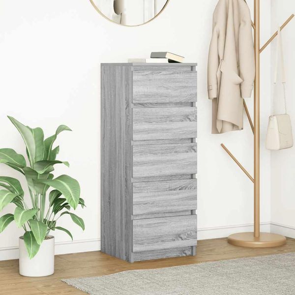 Vidaxl Credenza Con Cassetti Grey Sonoma 37,5X35X99Cm Materiale A Base Di Legno-image