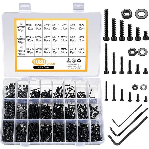 Inf Set Assortimento Viti A Esagono 1080Pz - Acciaio Al Carbonio 12.9, M2-M4-image