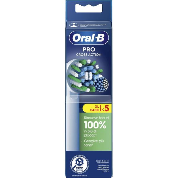 Oral-B Crossaction Testine Di Ricambio 5 Pezzi Bianche Per Spazzolini Elettrici-image