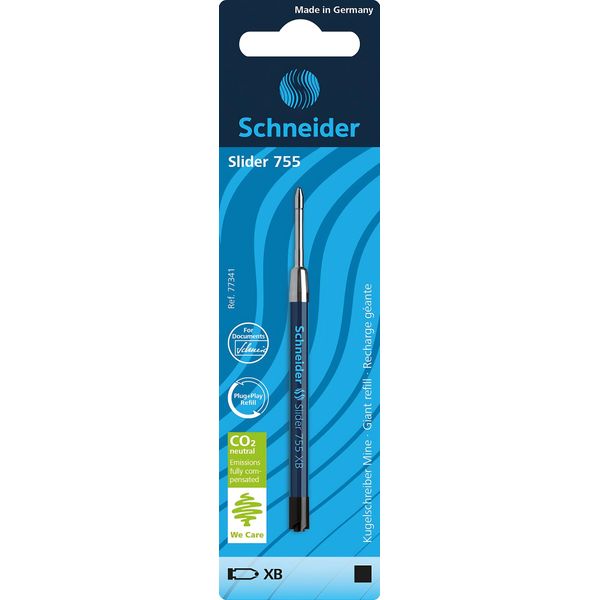 Schneider 50-77343 Schneider 755 Xb Biros Refill Blu, Ricarica Di Grande Capacità, Blu (1 Pezzo)-image