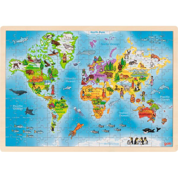 Goki 57460 Puzzle A Intarsio 46,5 X 33 X 1 Cm, Legno, 192 Pezzi, Colorato-image