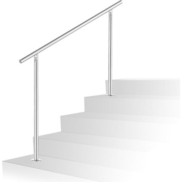 Corrimano In Acciaio Inox Hengda, 160 Cm In Acciaio Inox Spazzolato, Ringhiera Per Scale Senza Traverse Per Uso Interno Ed Esterno-image
