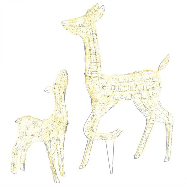 Led Renna Famiglia Decorazione Di Natale Acrilico 160 Led Bianco Caldo-image