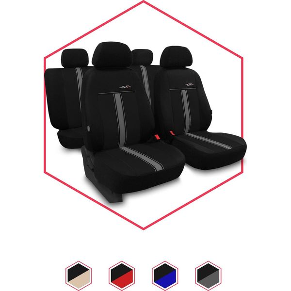 Coprisedili Auto Coprisedili Universali Per Fiat Sedici Nero Grigio Set Di 3-image