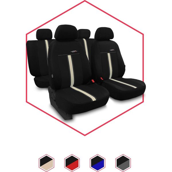 Coprisedili Auto Coprisedili Universali Per Toyota Corolla Vii Set Nero Beige-image