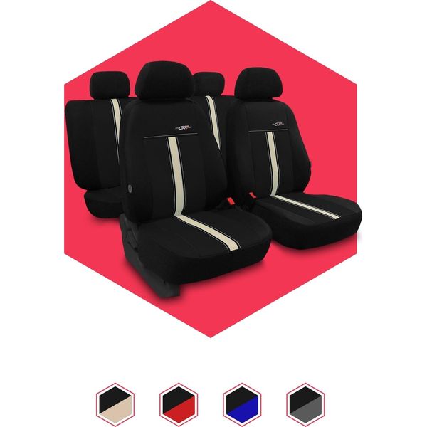 Coprisedili Auto Coprisedili Universali Per Hyundai Accent Nero Beige Set Di 3-image