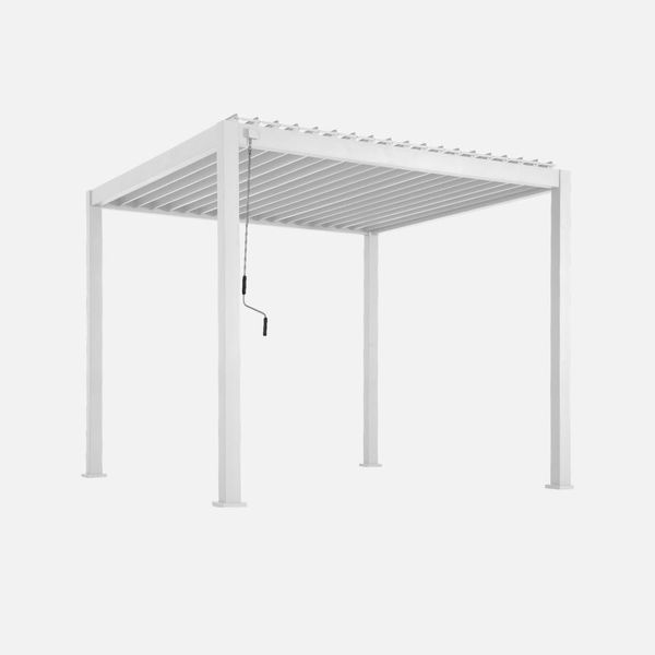 Pergola Bioclimatica 3X3M In Alluminio Con Lamelle Orientabili, Bianco-image