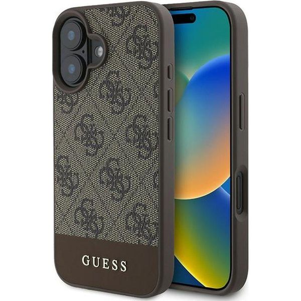 Guess Guhcp16Mg4Glbr Iphone 16 Plus 6.7BrąZowy/Brown Custodia Rigida 4G Bottom Stripe-image
