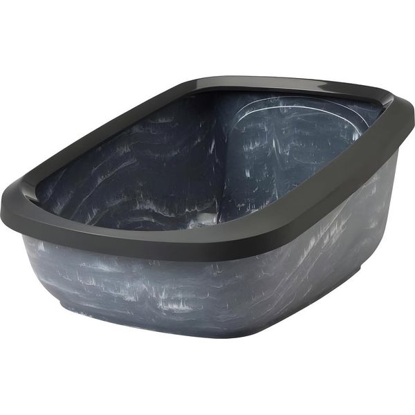 Nobby Lettiera Per Gatti Con Bordo "Aseo Jumbo Marble"" Antracite/Bianco - Nero 67,5 X 48,5 X 29 Cm"-image