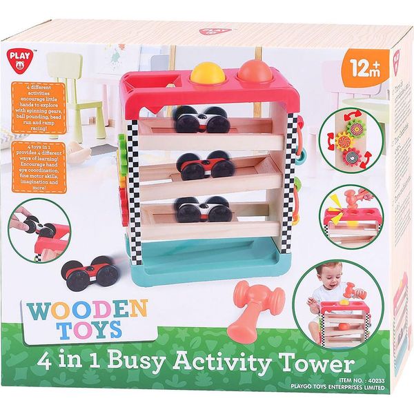 Torre Gioco Attività In Legno - Giocattoli Educativi Per Bambini-image