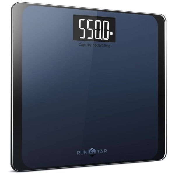 Runstar BG1911 Bilancia Pesapersone Digitale, Sensori Di Alta Precisione, Vetro Di Sicurezza Da 8 Mm, Fino A 250 Kg, Con Ingombro Extra-Large E Ampio Display Lcd-image