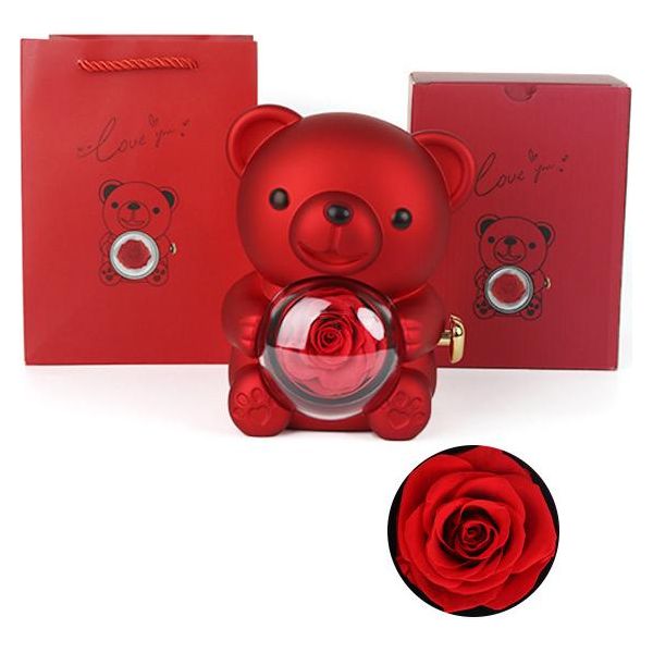 Rosa Eterna Orso Regalo Per Le Donne Rosa Eterna Rosa Infinita Festa Della Mamma San Valentino La Tua Scatola Di Rose Collana Rosa Eterna Donna Regalo Per La Mamma Nonna Moglie Fidanzata (Rosso)-image
