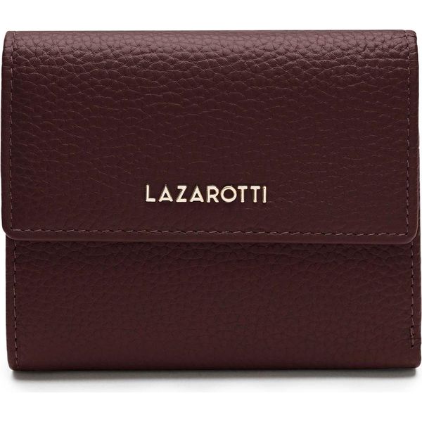 Lazarotti Pelle Portafoglio Bologna Leather Wallet With 8 Card Slots Burgundy Marrone Scuro-image