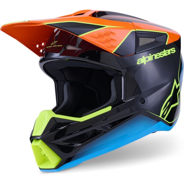 Alpinestars S-M3 Fray Casco Da Motocross, Nero/Blau/Arancio, Xl (61/62)-image