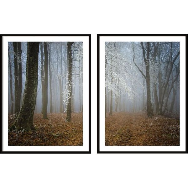Poster Di Pittura In Cornice, 53 X 73 Cm, Dittico, Set Di 2, Bosco D'autunno, P2093-image