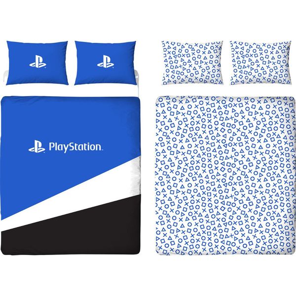 Playstation - Biancheria Da Letto A Bandiera Reversibile TC253 (Letto Singolo) (Blu/Nero/Bianco)-image