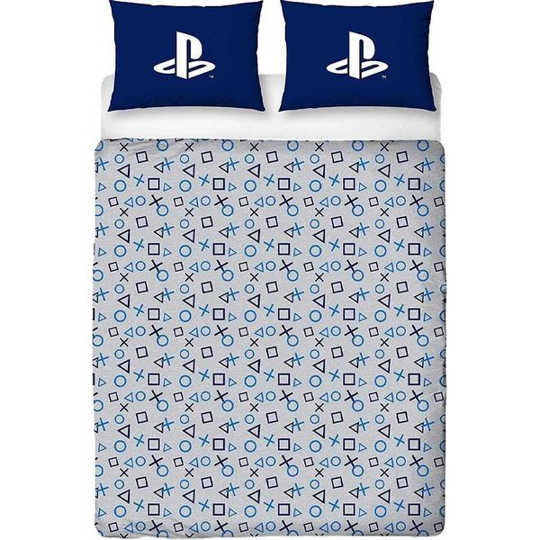 Playstation - Biancheria Da Letto Icons, Reversibile TC774 (Letto Matrimoniale) (Bianco/Blu)-image