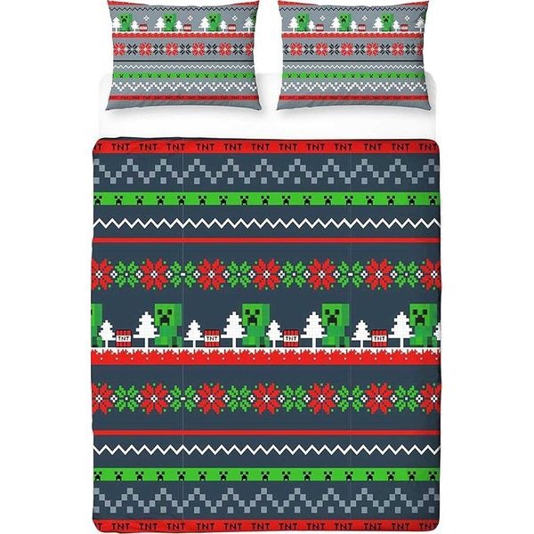 Minecraft - Biancheria Da Letto Natalizia, Reversibile TC778 (Letto Matrimoniale) (Colorato)-image