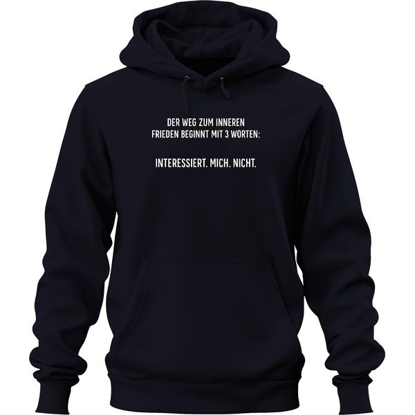 Non Mi Interessa Inner Peace Sarcastic Ironic Unisex Hoodie Felpa Con Cappuccio, Navy, Xxl-image