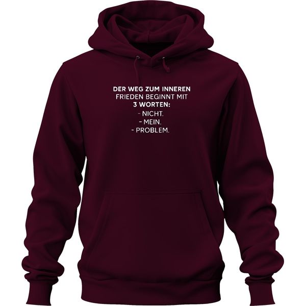 Pace Interiore Non è Un Mio Problema Sarcastico Divertente Regalo Unisex Felpa Con Cappuccio, Borgogna, Xl-image