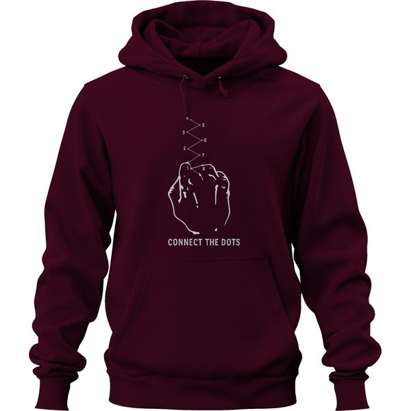Connect The Dots Puzzle Puzzle Fist Sketch Retro Gift Nerd Unisex Felpa Con Cappuccio, Borgogna, L-image