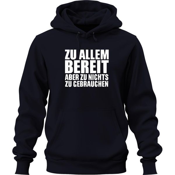 Pronto A Tutto Ma Non A Niente Divertente Ironico Umorismo Da Ufficio Fidanzato Felpa Con Cappuccio Unisex, Navy, Xl-image